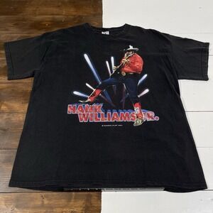 Vintage 2001 Hank Williams Jr Double Sided Tour Black T-Shirt Mens Size XL